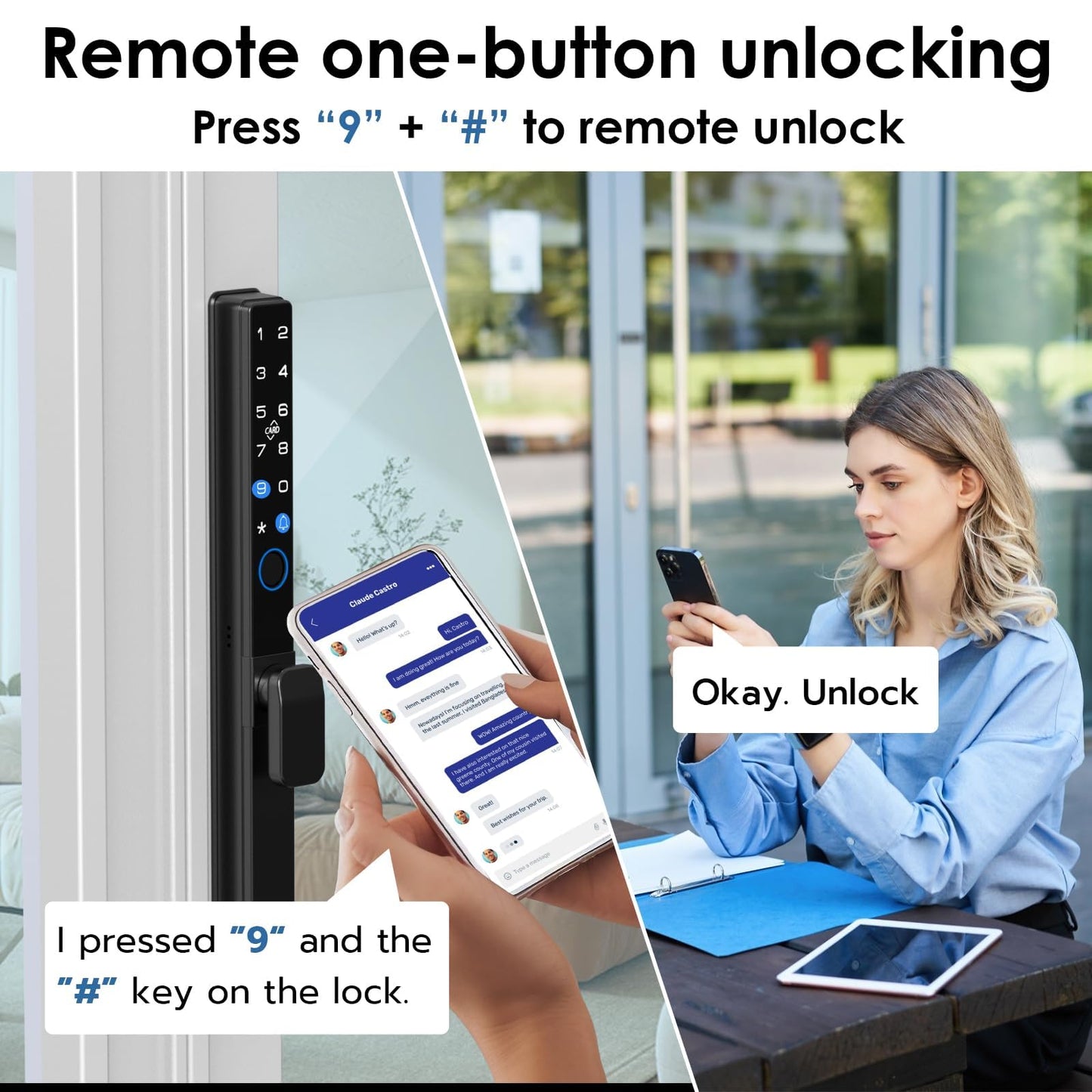 Dhiedas Fingerprint Sliding Glass Door Lock, Door Lock with RFID Fingerprint Remote Unlock, Keypad Electronic Digital Biometric Mortise Smart Lock for Double Hook Patio Sliding Door