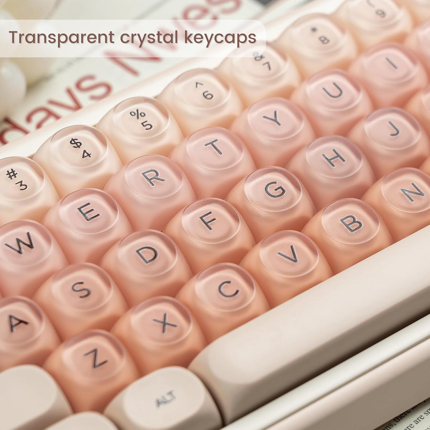 Rainy75 132 PBT Keycaps, Jelly Pink Keycap Foundation MOA Profile, Keys Cute Custom Keycaps for Cherry Gateron MX