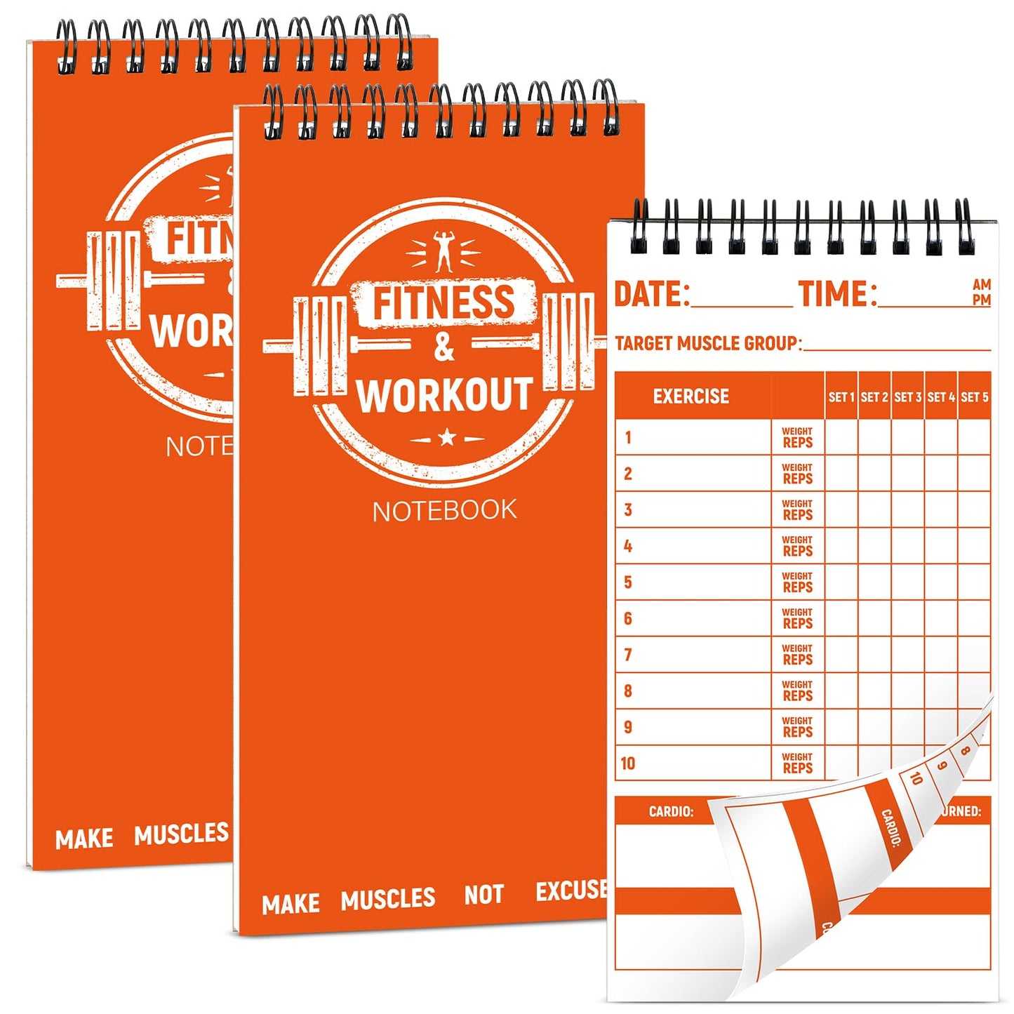 gisgfim 3 Pcs Fitness Journal for Men Women Workout Lifting Log Book Planner 4x8 Inch 70 Sheet/Pad Workout Notebook to Track Weight Loss Exercise Training Notebook Planner for Bodybuilding Gym