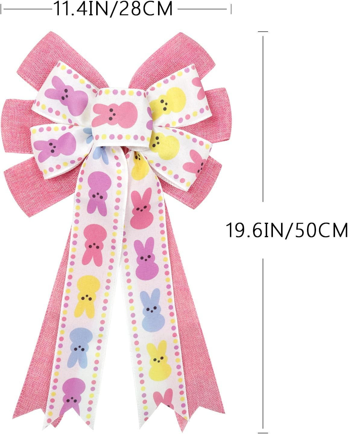 Yuubin Easter Bows - 2 Pcs Large 12x20 Inch Spring Decor with Bunny for Wreaths & Baskets