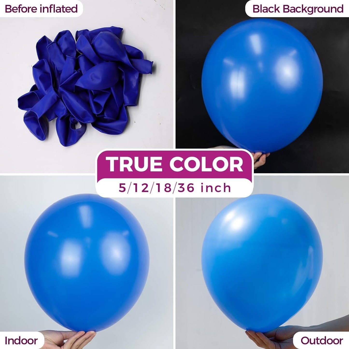 Bezente Royal Blue Giant Balloons - 36 Inch Jumbo Round Latex Balloons for Birthday & Graduation Decor