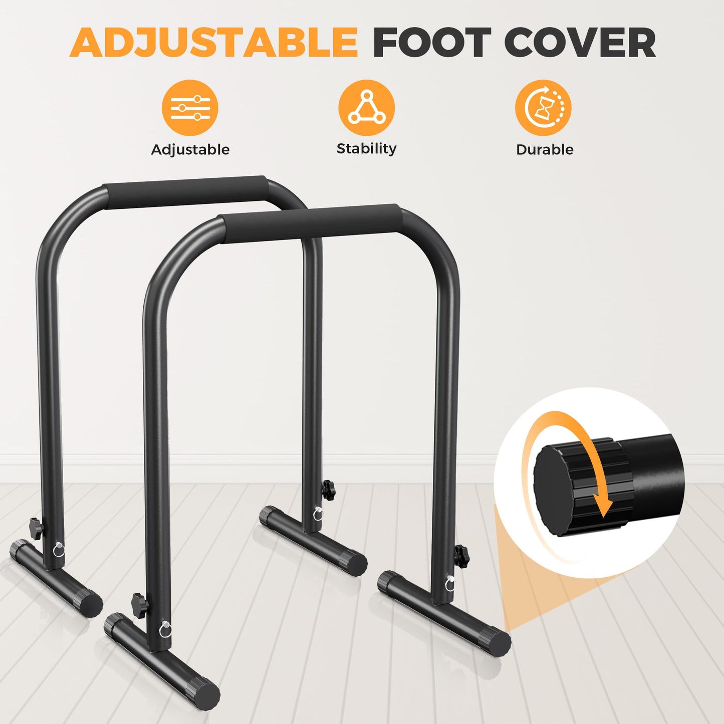 Outdoor Basic Adjustable Dip Bar Station - Heavy Duty Parallel Bars, Extra Tall & Thickened Steel Design for Home Gym, Calisthenics & Strength Training
