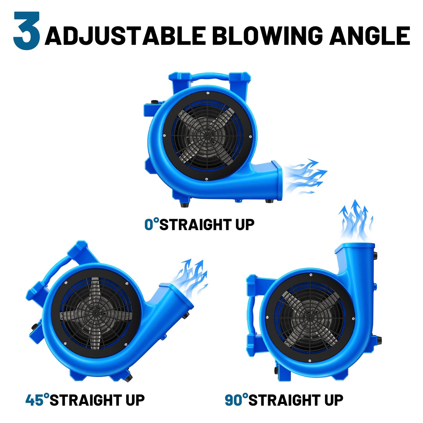 BSMTEK Air Mover Blower Fan, Industrial 1.5HP MAX10000CFM Monster Floor Blower Carpet Dryers - 3 Speeds, 4 Adjustable Angles, 15FT Long Cord, Stackable Blue- 2026 Upgraded