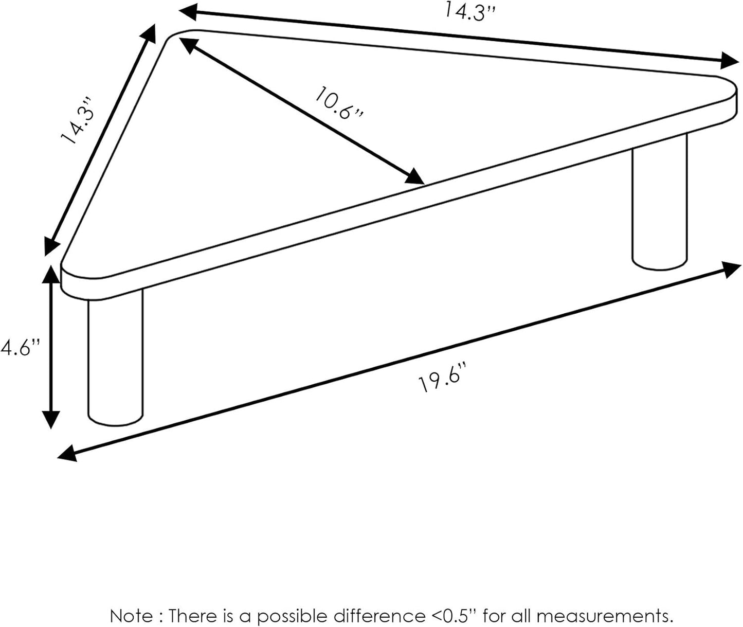 19.6" Furinno TURN-N-TUBE Monitor Stand Riser, Wide Triangle Corner Monitor Riser, Laptop Stand for Desk, Office Desk