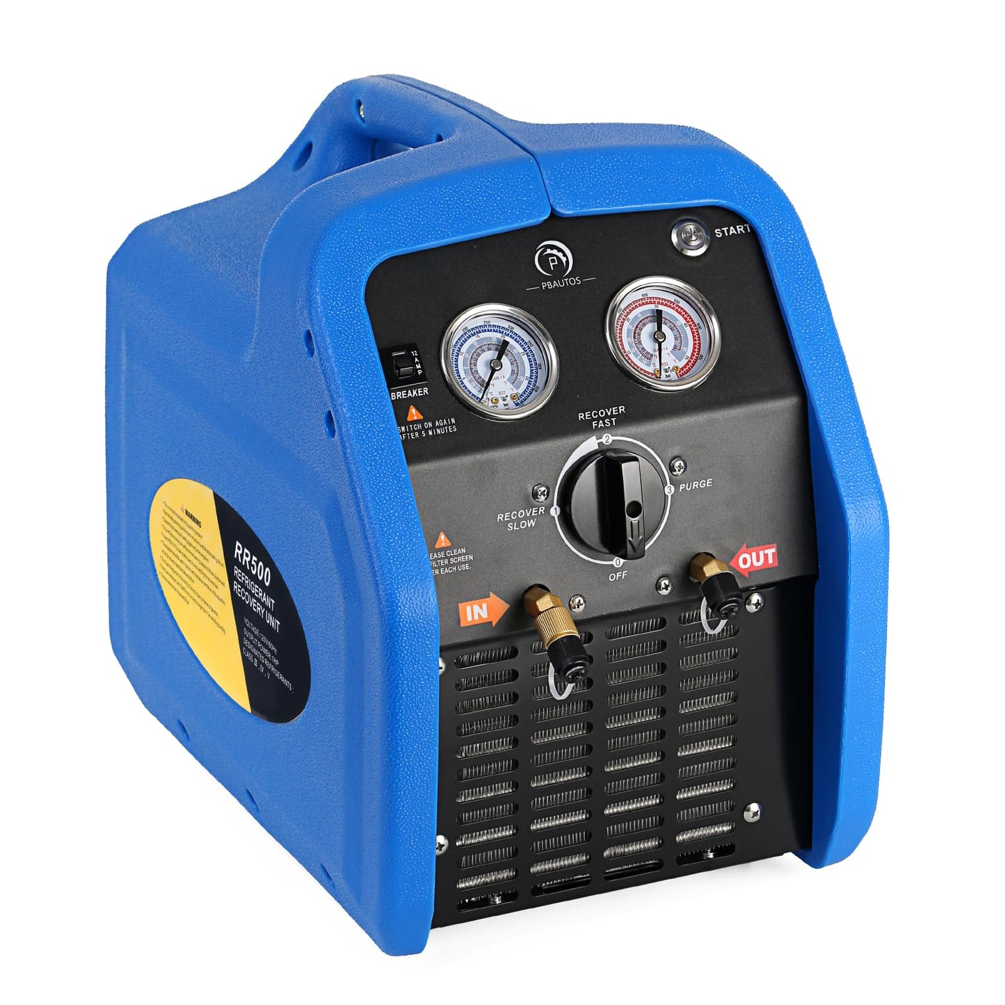 P PBAUTOS 1HP R1234YF R32 Refrigerant Recovery Machine, Oil-Less Dual Cylinder Portable Freon Recycling Unit 110V-120V for Automotive AC & Household HVAC Systems