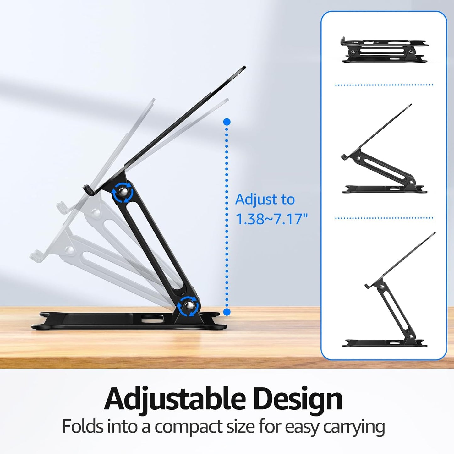 Urmust 10-15.6"(Black) Laptop Notebook Stand Holder Adjustable Laptop Stand Portable Computer Riser Compatible