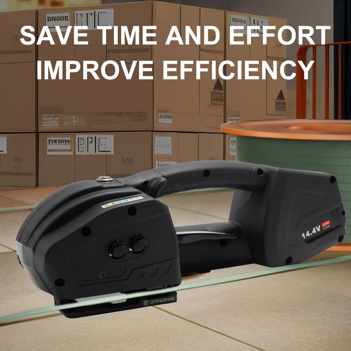 HTAXSCC Electric Strapping Machine 2 x 4000mAh Battery Automatic Strapping Tool for 1/2-5/8in PP PET Straps Portable Handheld Banding Machine for Warehouse Box Pallet Packaging