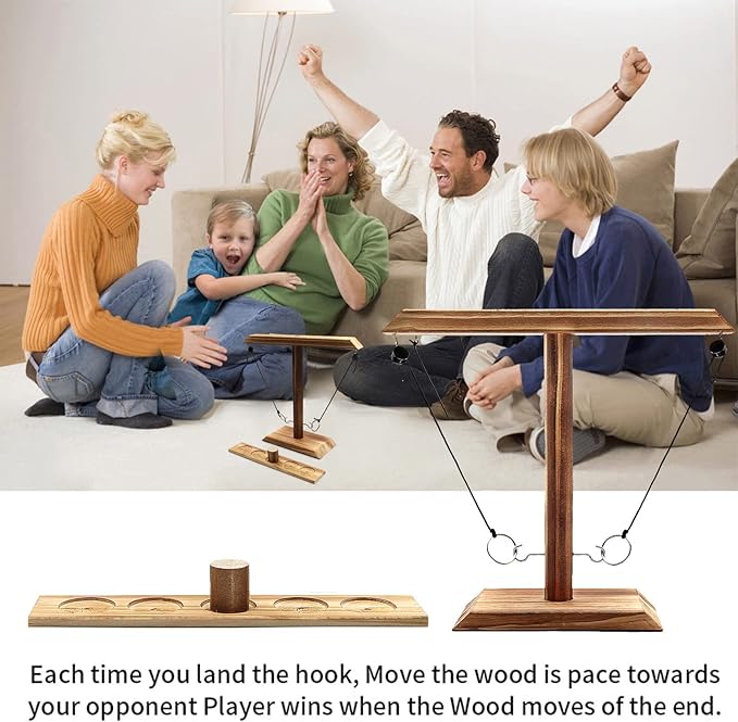 Hook and Ring Game Handmade Wooden Toss Game for Kids and Adults,Yard Games,Toss Game for Bars,Home,Party