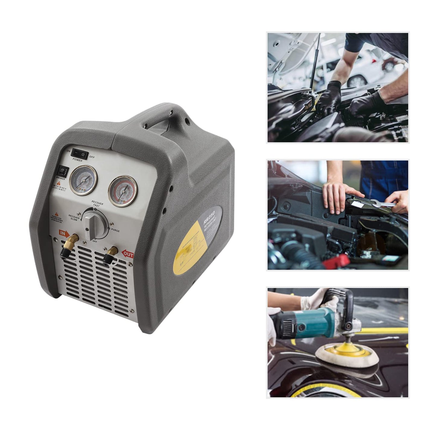 Refrigerant Recovery Machine, 3/4 HP Air Conditioning Refrigerant Recovery Unit, HVAC, 558 psi Protection, 110V 60Hz, Air Conditioning Repair Tool (Gray)