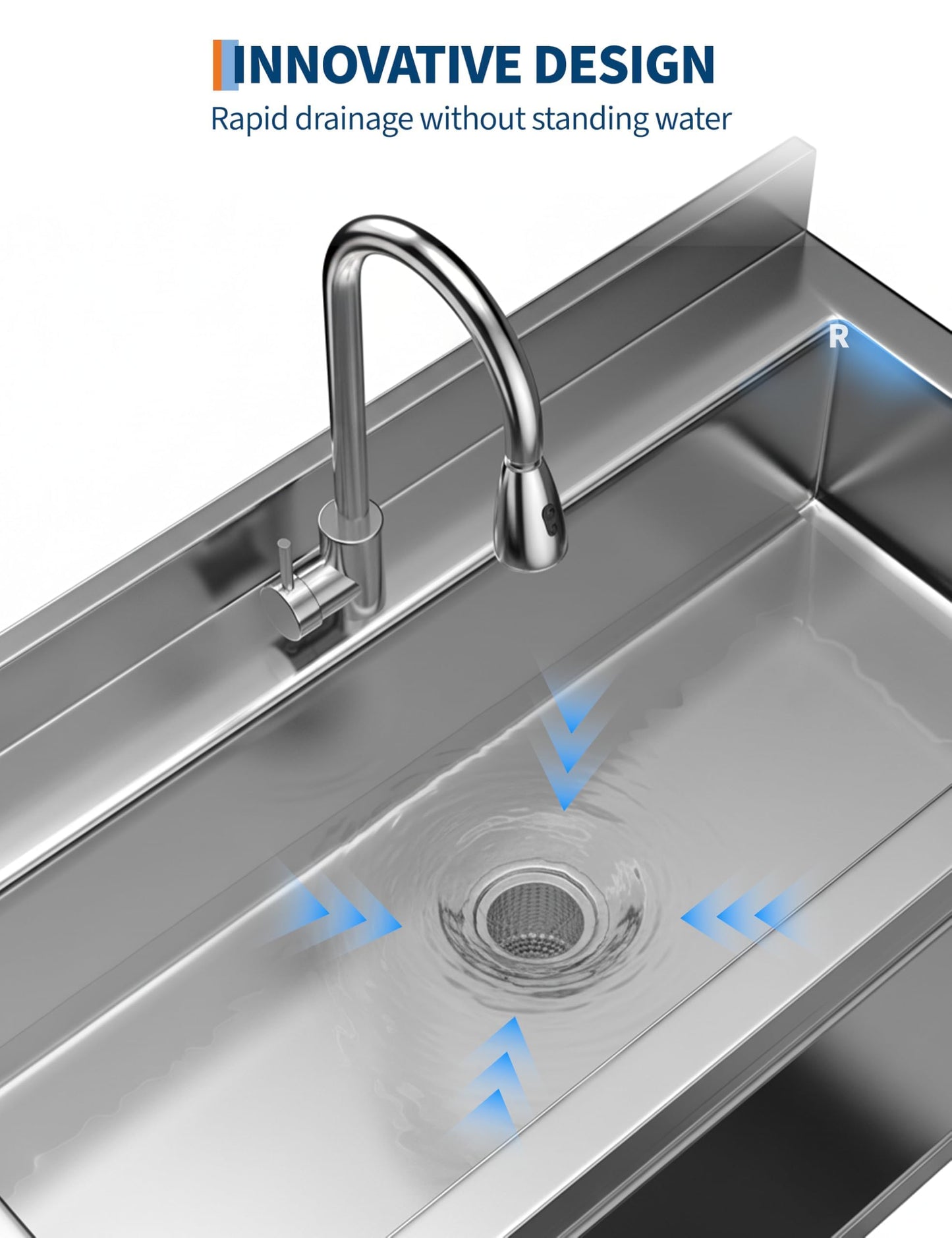 GarveeTech 39.4" Commercial Stainless Steel Utility Sink – Free Standing Single Bowl with Hot/Cold Water Pipe for Kitchen, Laundry Room, Garage, Restaurant | Heavy-Duty Sink Station