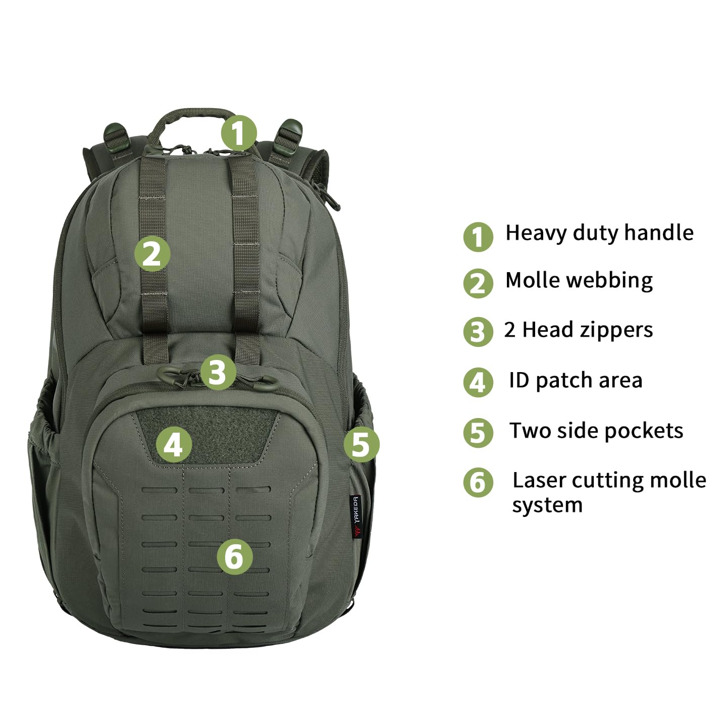 BOMTURN Military Tactical Backpack, Small Army Molle Bag 2 Day Assault Pack 20L with Bottle Holders
