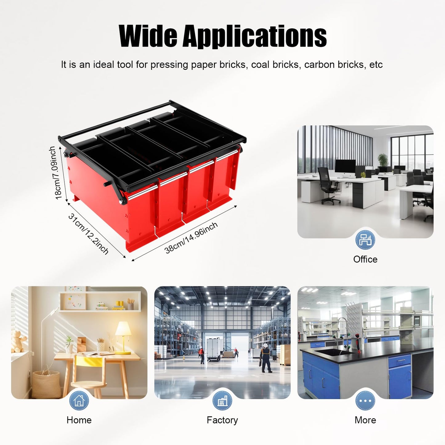Newspaper Briquette Maker, Paper Press Machine Recycle Newspaper Log Briquette Press Maker Heavy Duty Steel Press Manual Waste Paper Brick briquette Press Machine for Indoor Outdoor Home Heating Fire