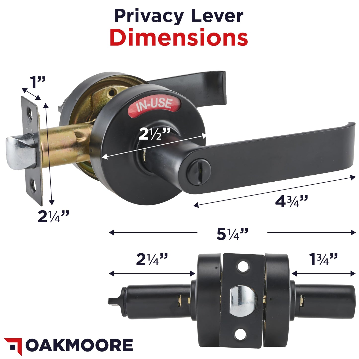 Commercial Door Handle Lock, Bathroom Locks for Home Doors, Vacant Occupied Bathroom Restroom Door Handles, Privacy Lock, Occupied Door Handle (Black)