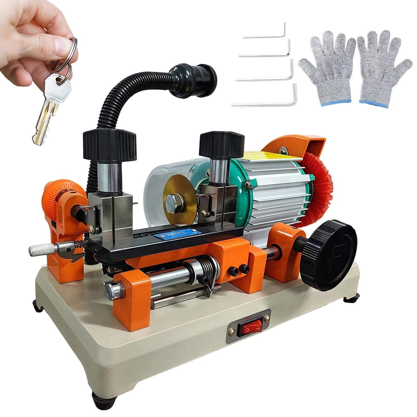 YLINKZORMA 110V Upgraded Horizontal Key Cutter Cutting Machine with Brush, Car Keys Maker Tool, Metal Slotting Machines Efficient for Locksmiths & Hardware Stores