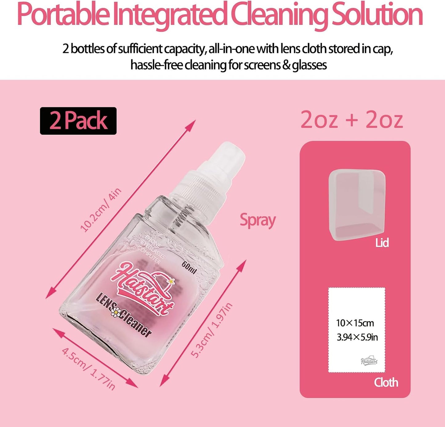 2 Pack Electronic Screen Cleaner Spray, Hatstart Cell Phone Touch Screens Cleaning for TV Laptop Computer Tablet PC LCD