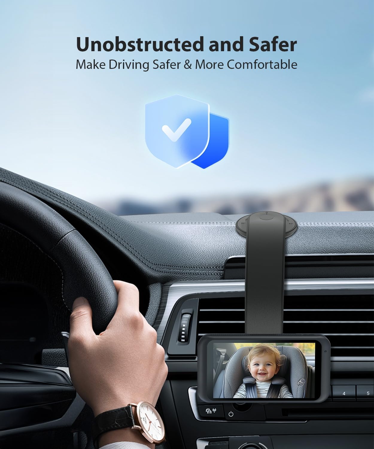 LUCKVIEW 17mm 360 Ball Mount for Baby Car Camera - Adjustable Bendable Monitor Stand with Strong Adhesive Base