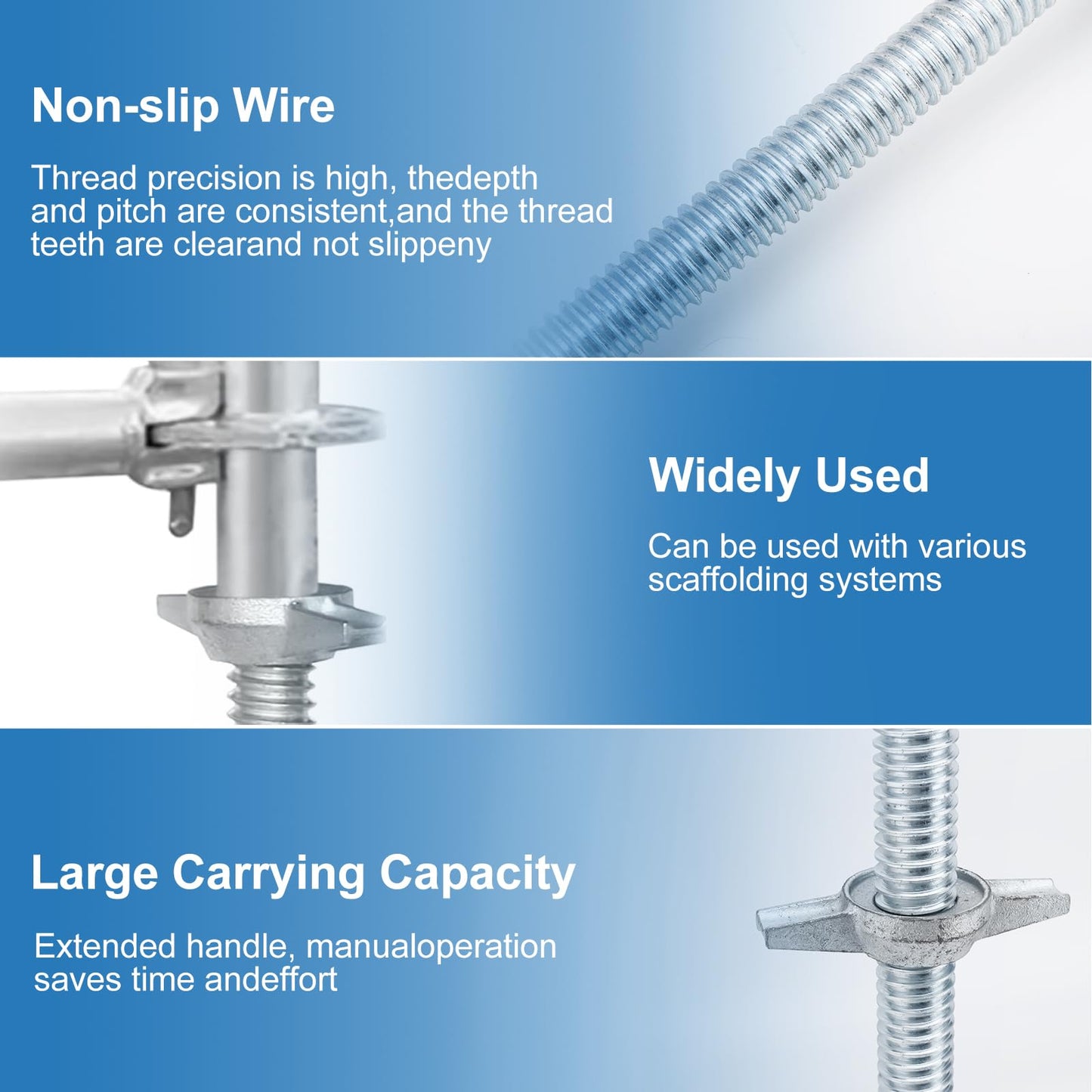 18" Scaffold Adjustable Leveling-Jack Parts - Yzzwer Galvanized Solid Threaded Rod Scaffolding Feet for Baker Style Scaffolding 4 Pack