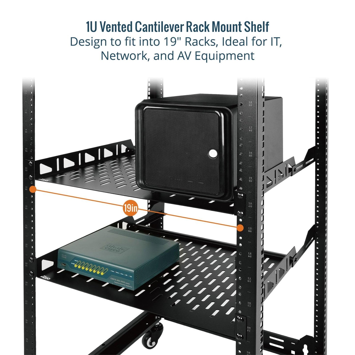 Tecmojo 1U Rack Shelf,19 inch Rack Shelf 14 inch Depth,Rack Mount Shelf with Anti-Slip Stops,Server Rack Shelf and Network Shelf for 19in Equipments, 110lbs Capacity of Vented 1U Shelf,No Lip(2 Pack)