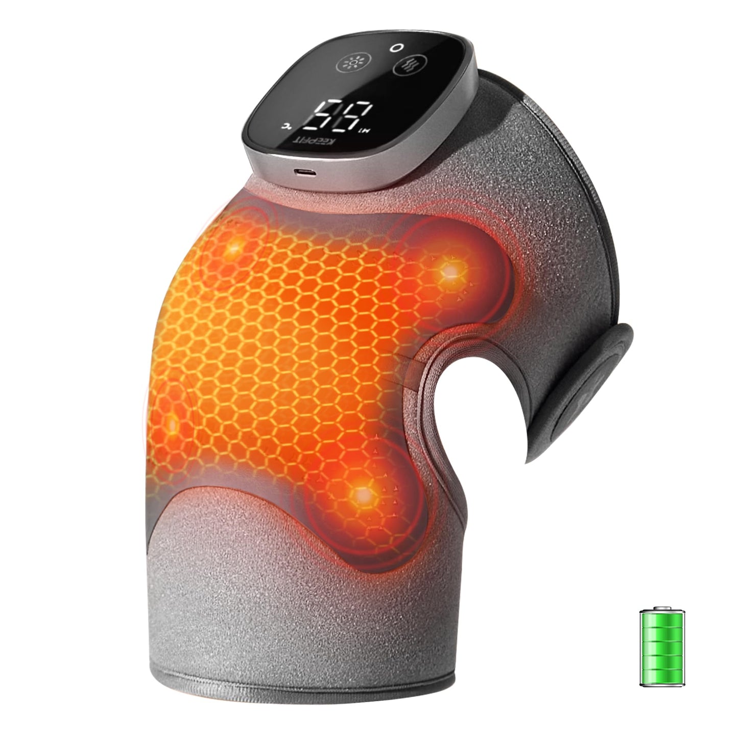 IKEEPFIT Knee Massager with Heat Vibration for Pain Relief MAXwarm 5.0[2026 Upgraded]-Heated Knee Brace with 5 Heat Levels and 4 Motors Massage, X-Warm Heat-Lock Tech, for Men Women(Grey, 1-Pack)