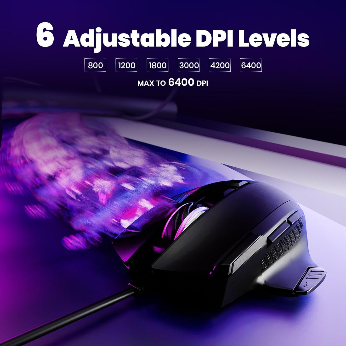 MKETech Electronics 8 Programmable 6 Wired Mouse for Gaming USB Computer Mouse with Buttons, Adjustable DPI