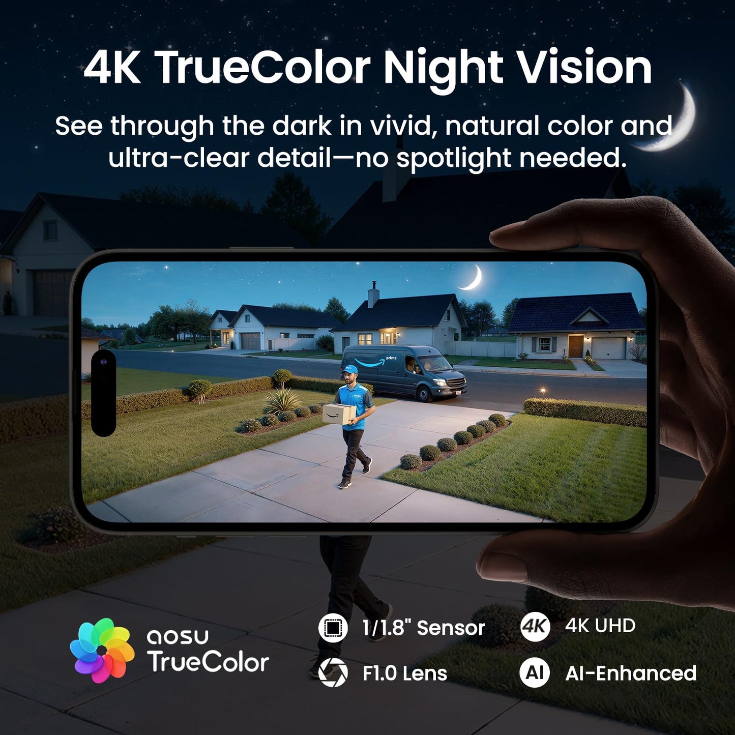 aosu T2 Ultra 4K Security Cameras Wireless Outdoor, 6 Cam Kit, Smart Home Security System with TrueColor Night Vision, AI Recognition & 360° Motion Tracking, Solar Power, Expandable 1TB Local Storage