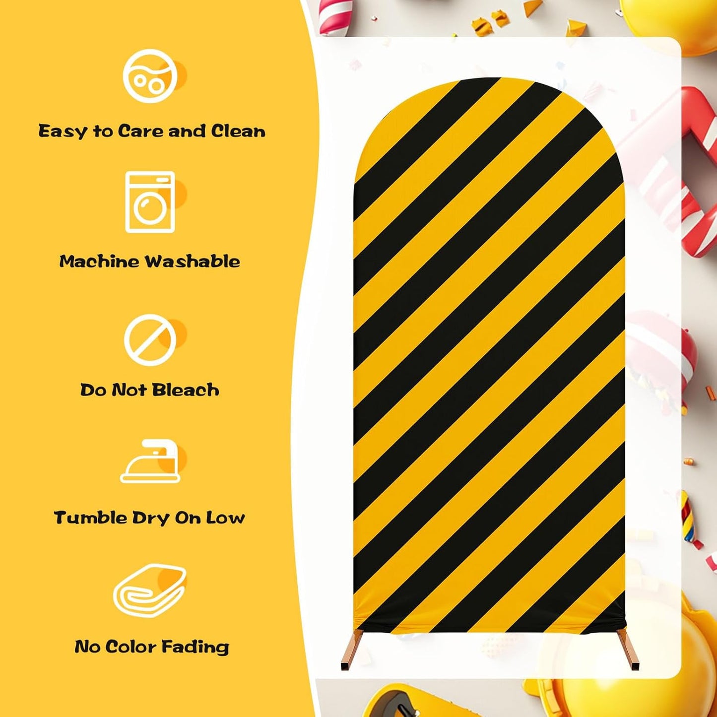 RimCereal Set 3 4ft, 5ft, 6ft(Classic) Construction Birthday Party Arch Cover of Construction Arch Backdrop Spandex