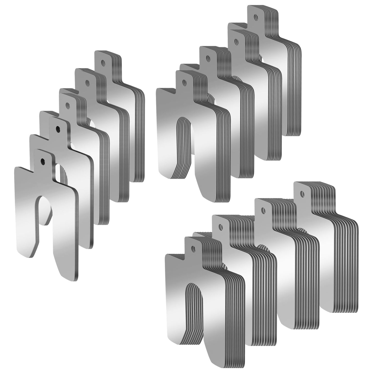130 PCS Size B 3" x 3" Slotted Shims Kit, 304 Stainless Steel Slotted Shim Kit with Storage Box, Precision Laser-Cut Alignment Metal Shims for Leveling Machinist Tools
