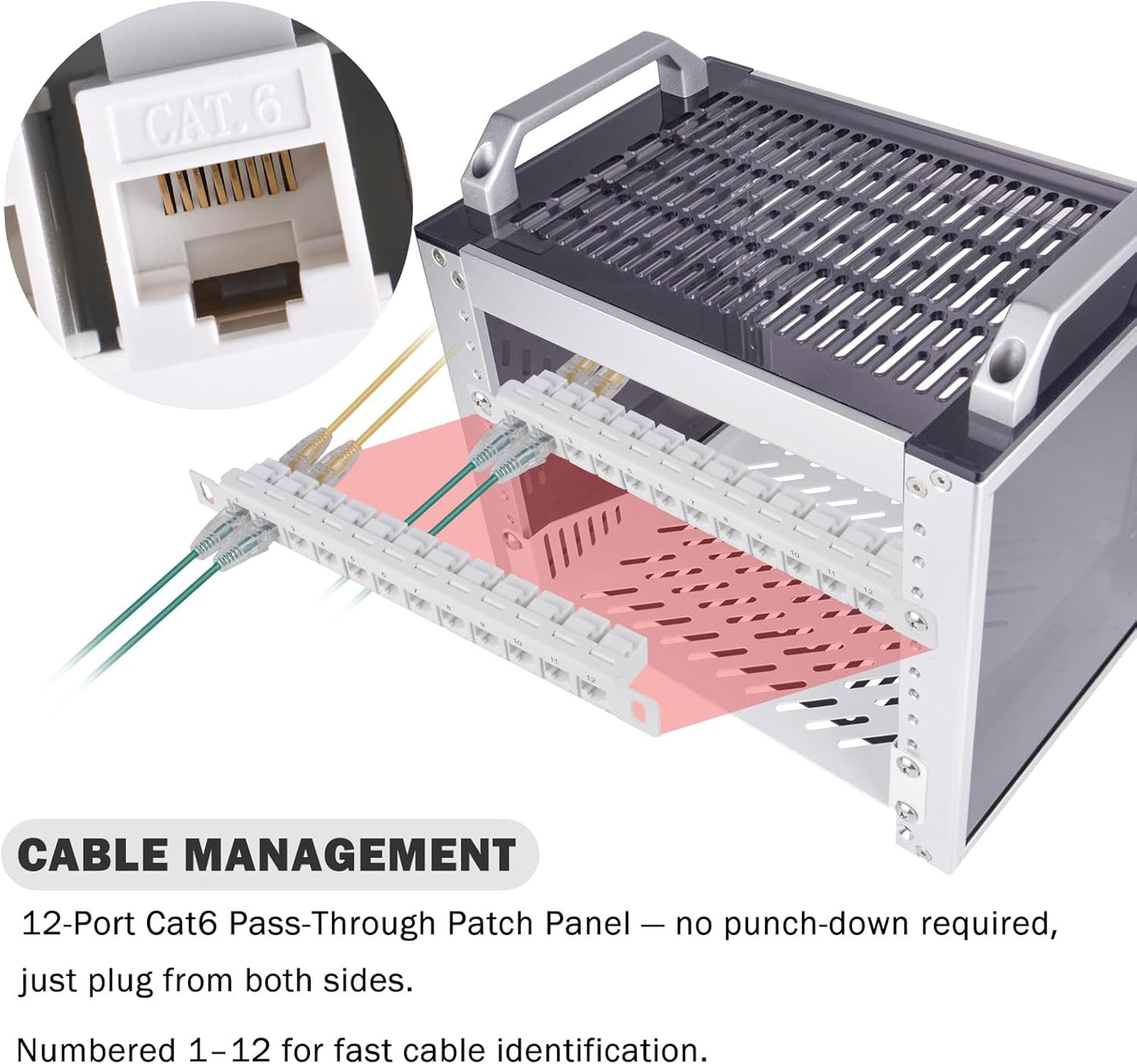GeeekPi 12 10inch 0.5U CAT6 T1/T0/T2/T1 Plus/T0 /TL1 10 Inch Port Patch Panel, Network Patch Panel for DeskPi RackMate