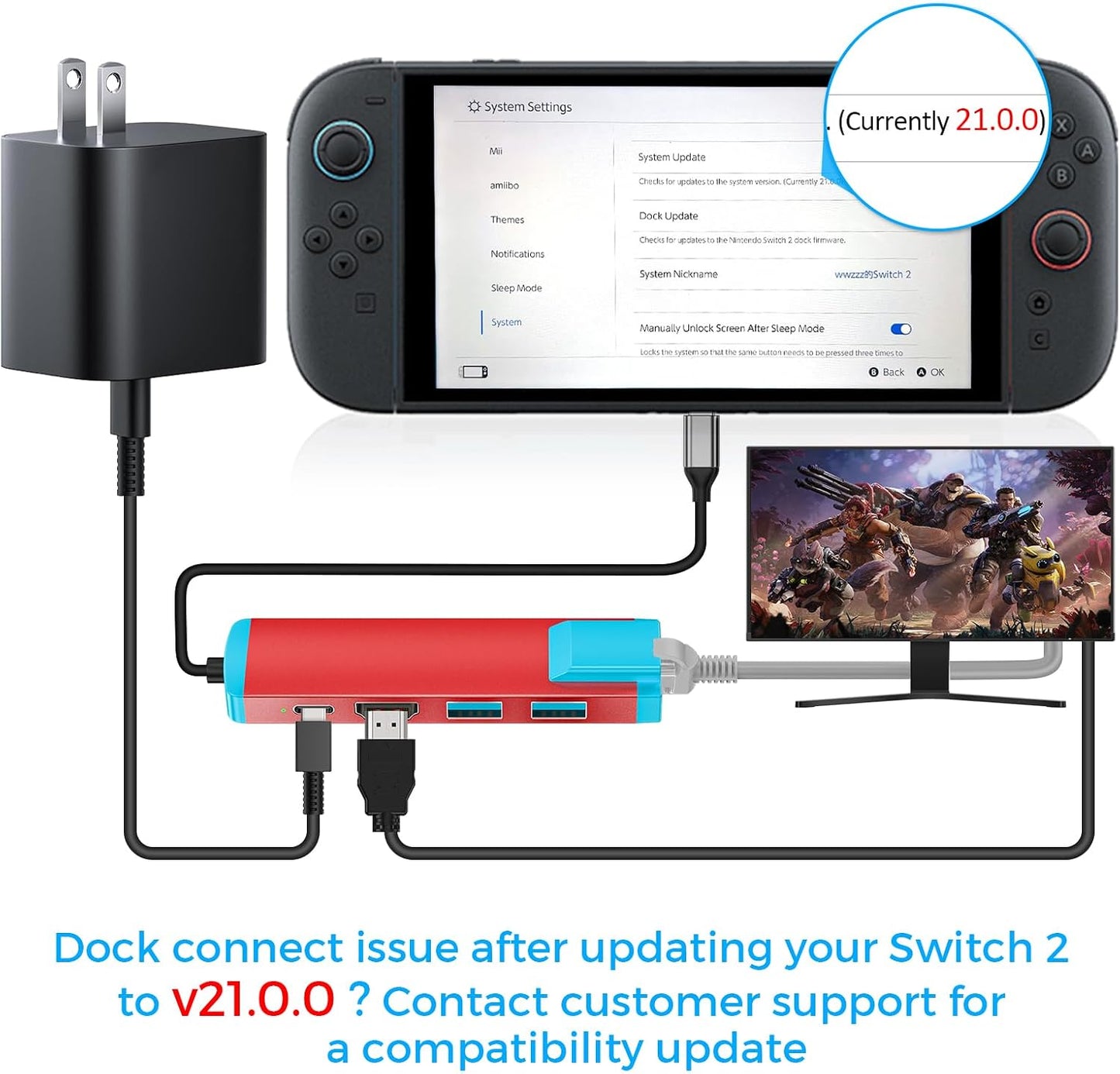 LA NREUCETS 2,USB 4K@60Hz 3.0 Port/1000M 2/Switch/Switch USB C to HDMI Adapter for Switch C Docking Station with HDMI