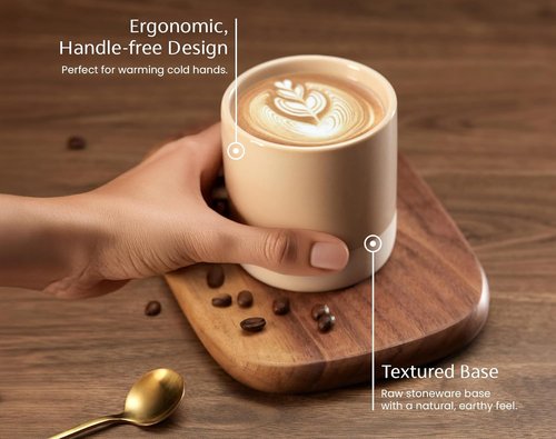 KooK Latte Cups - Artisanal Ceramic Stoneware | Handle-Free Japanese Tea Cups, 10.5 oz, Set of 4