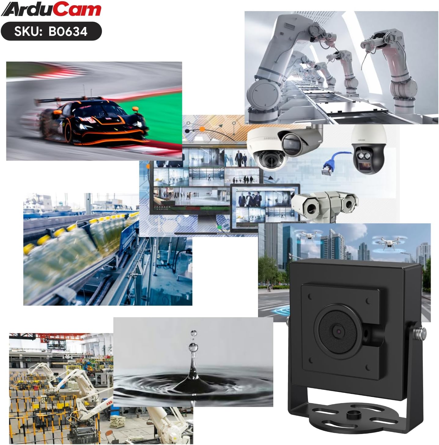 Arducam 800 VGA Global Shutter USB Camera Module, FPS@QQVGA High Speed Camera, Monochrome UVC Webcam for Windows, Linux