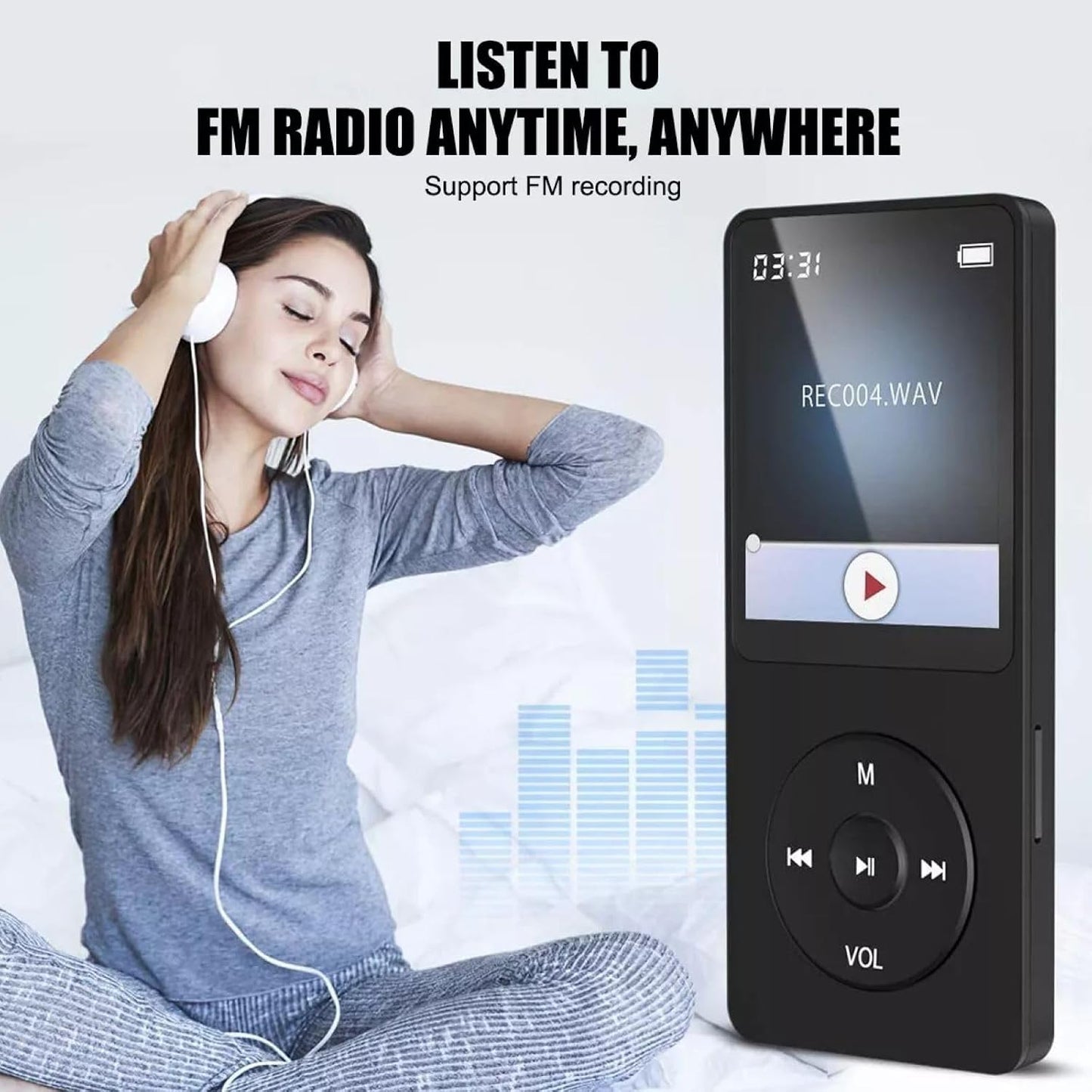 MOUDOAUER MP4/MP3 128GB Player with Bluetooth, Lossless Sound with FM Radio, Supports up to TF Card