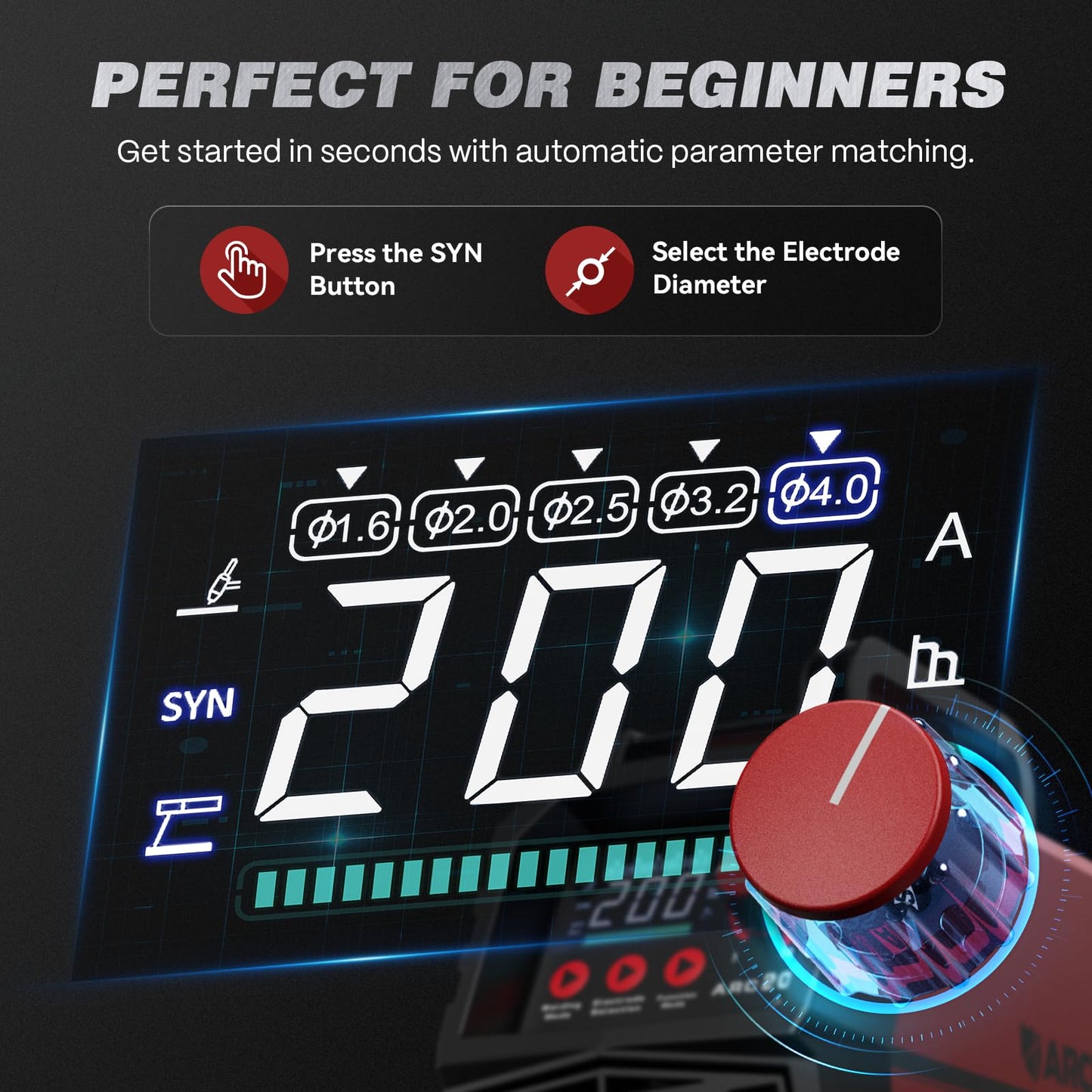 ARCCAPTAIN Stick Welder, [Large LED Display] 200A ARC/Lift TIG Welding Machine with Synergic Control, IGBT Inverter 110V/220V Portable MMA Welder Machine with Hot Start, Arc force and Anti-Stick
