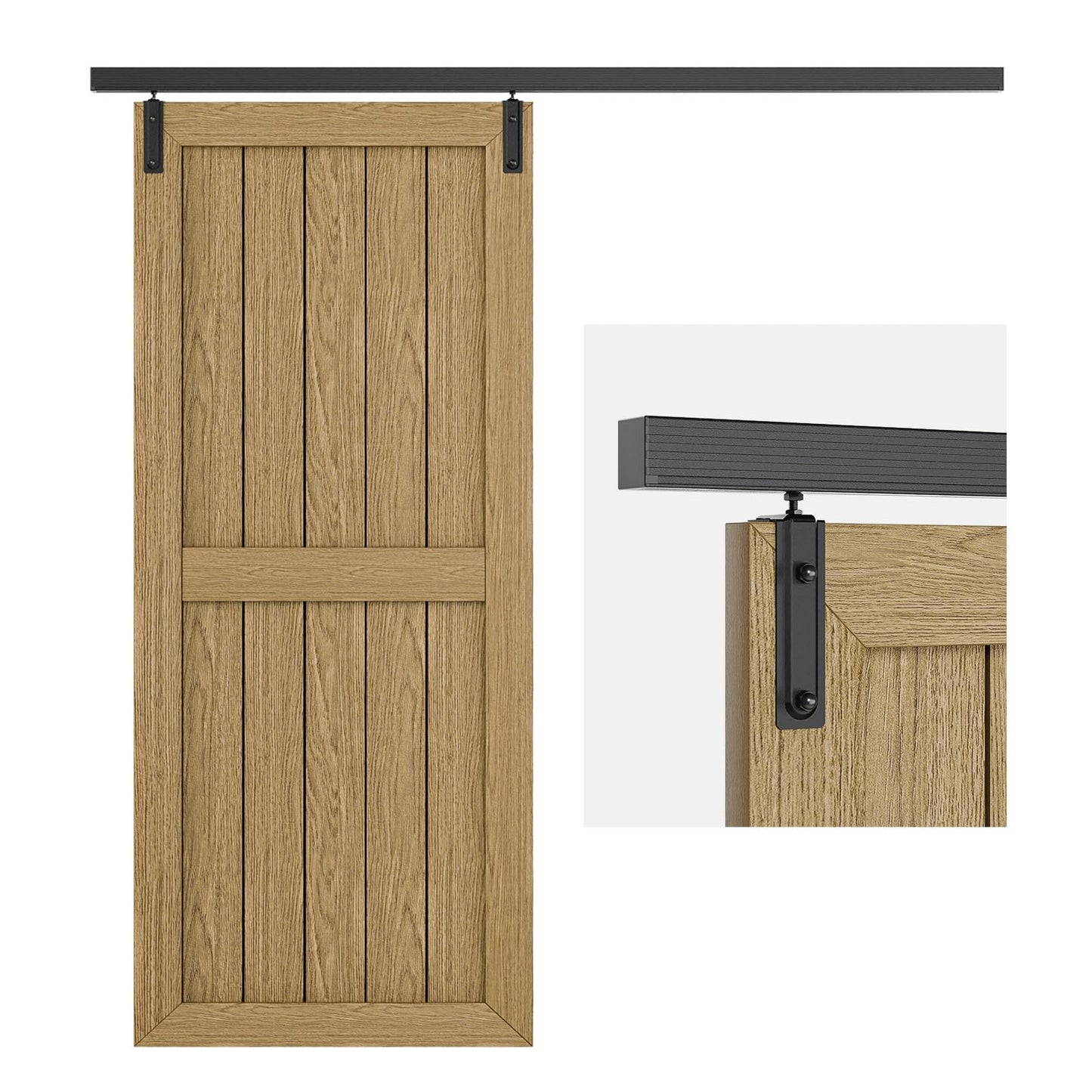 BONIKLUBA 6.6FT Ceiling Mount Box Rail Barn Door Hardware Kit,Heavy Duty Steel Sliding Barn Door Track,Fit Interior and Exterior Door,Easy Install(No Door)
