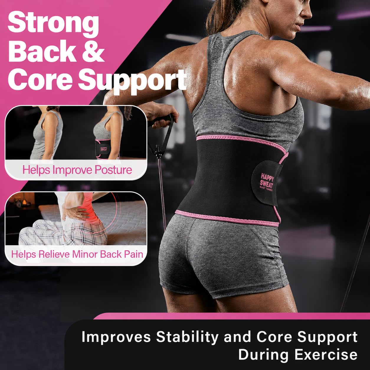 YITIANTL Waist Trainer for Women and Men Belly Fat, Neoprene Sauna Sweat Band, Stomach Wrap Waist Trimmer for Workout, Lower Back Support-Medium Pink