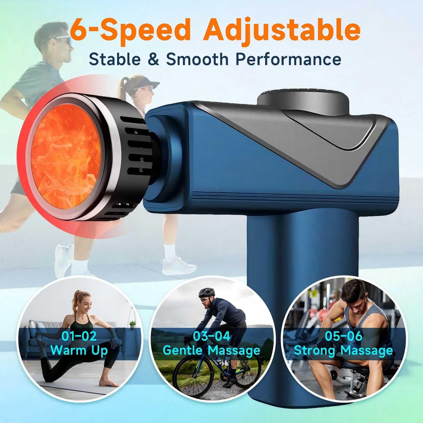 JOYSUWERUN Massage Gun – Amazing Power! Handheld Muscle Gun with Heat, Powerful Full Body Electric Massager Tool for Men and Women