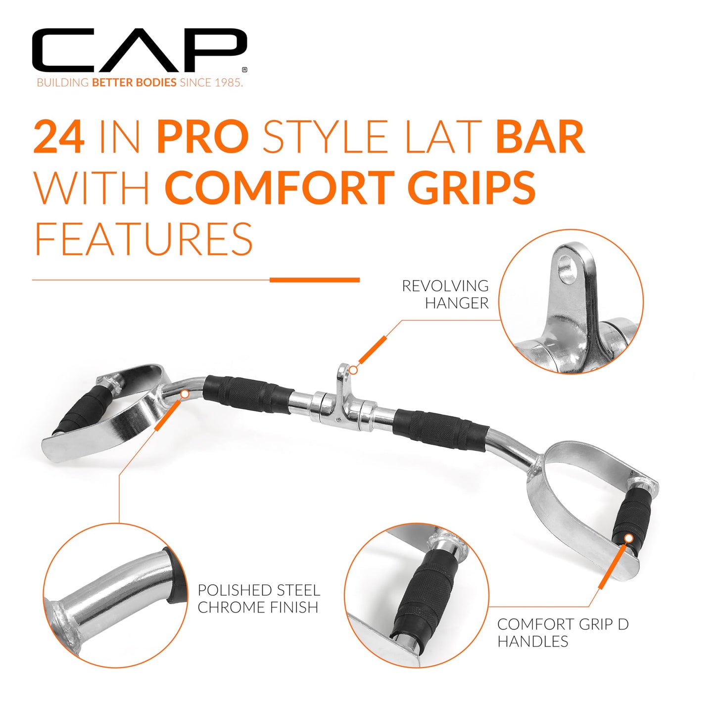 CAP Barbell Deluxe Pro-Style LAT Bar, 24-Inch