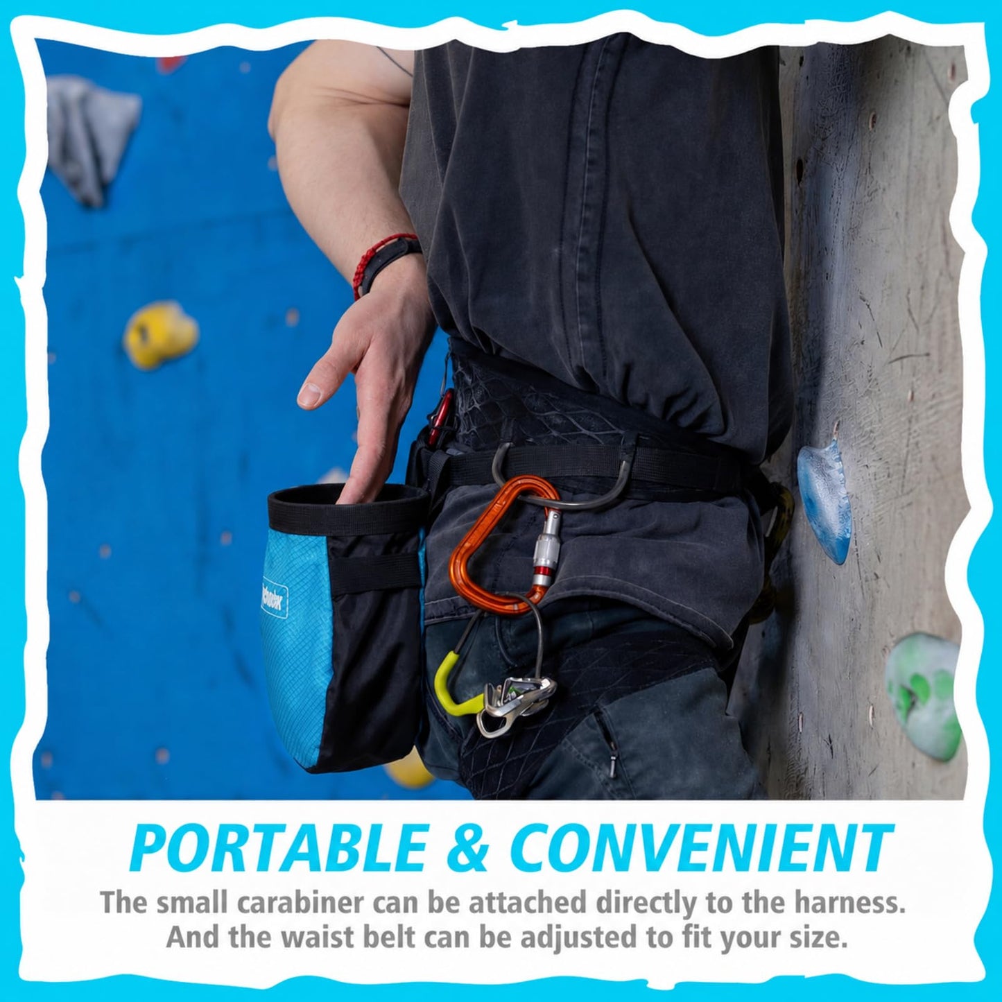 Shappy 4 Pcs Climbing Chalk Bag Set Includes Chalk Bag, Brush and Ball Pouch with Adjustable Belt Waterproof Rock Equipment for Climbing, Gymnastics, Weight Lifting, Bouldering and More
