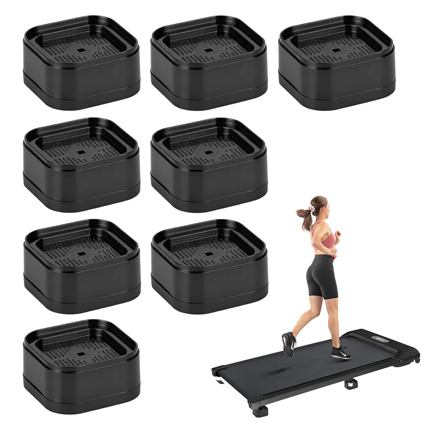 Piszvbej 8-Pack Treadmill Incline Riser Blocks, Stackable Treadmill Riser Incline Blocks, Adjustable Height Block for Leveling and Uphill Workout, Non-Slip Durable Support Blocks, for Home and Gym