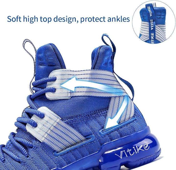 VITUOFLY Kids Basketball Shoes Boys Air Cushion Sneakers Girls Mid Top School Hoops Shoes Non-Slip Outdoor Sports Running Gym Comfortable Durable Little Kid/Big Kid