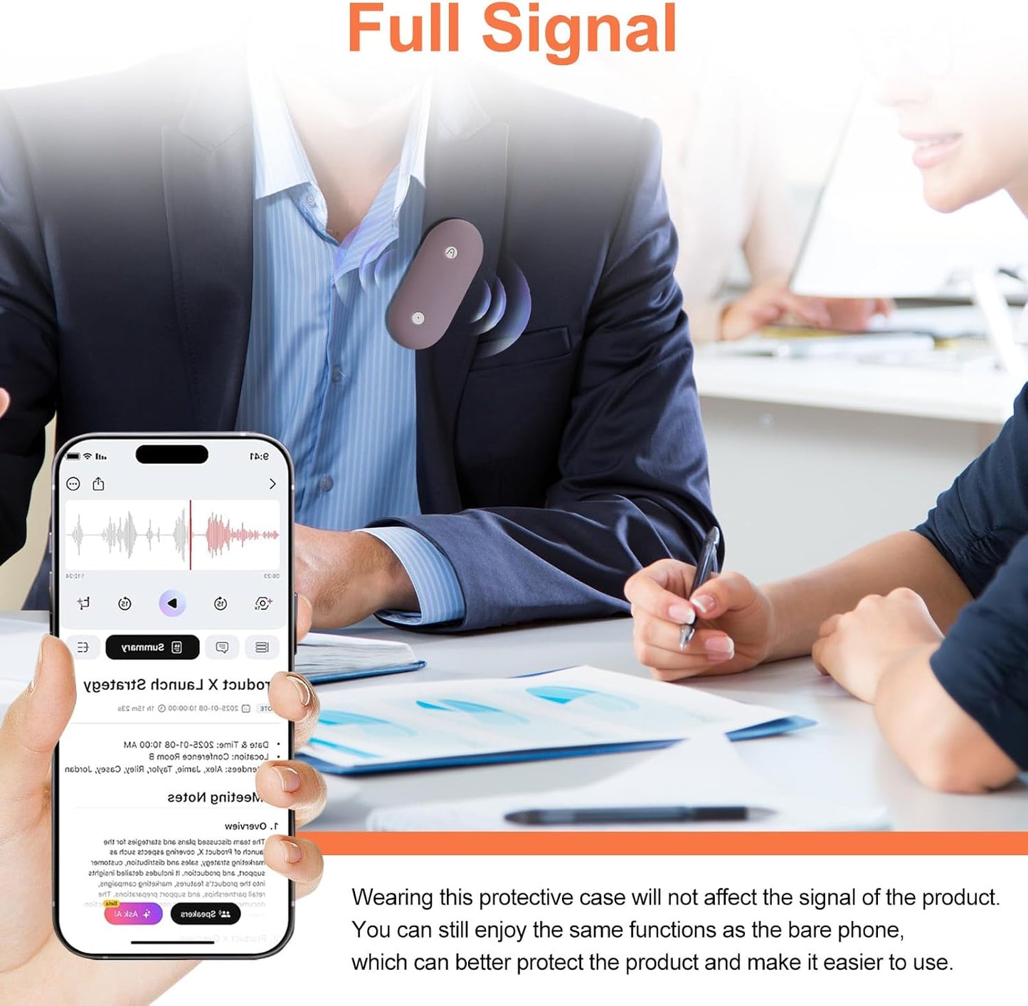 KONXISA Case Cover for PLAUD NotePin AI Voice Recorder, Hard PC Protective Case Cover with Lanyard,Lightweight & Drop