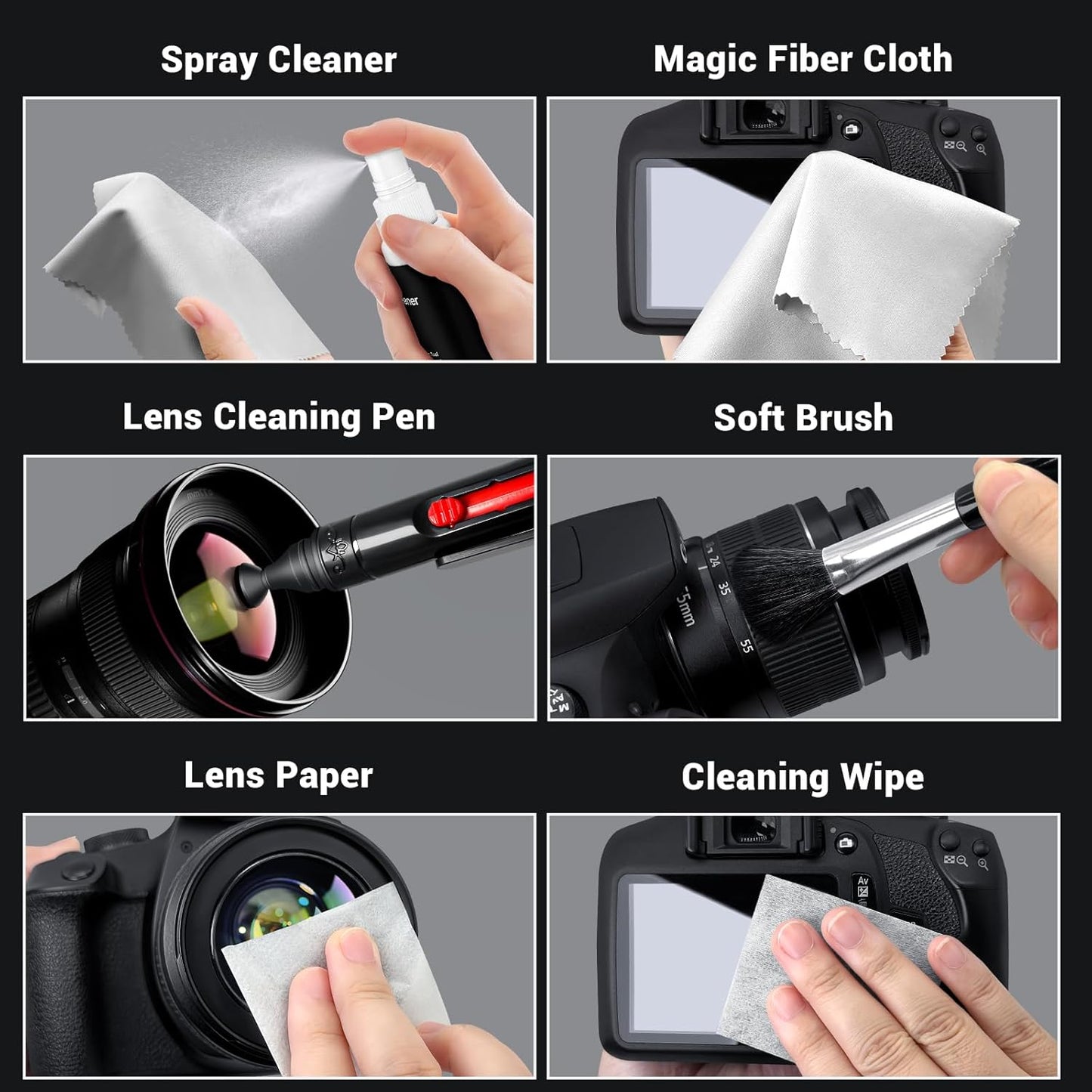 Midukit 10x Updated Camera Lens and Sensor Cleaning Kit for Full Frame DSLR - Swabs, Cleaner, and Essentials for Canon