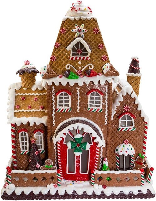 Kurt S. Adler | 16" Fancy Claydough Gingerbread House Tablepiece - Festive Holiday Decor