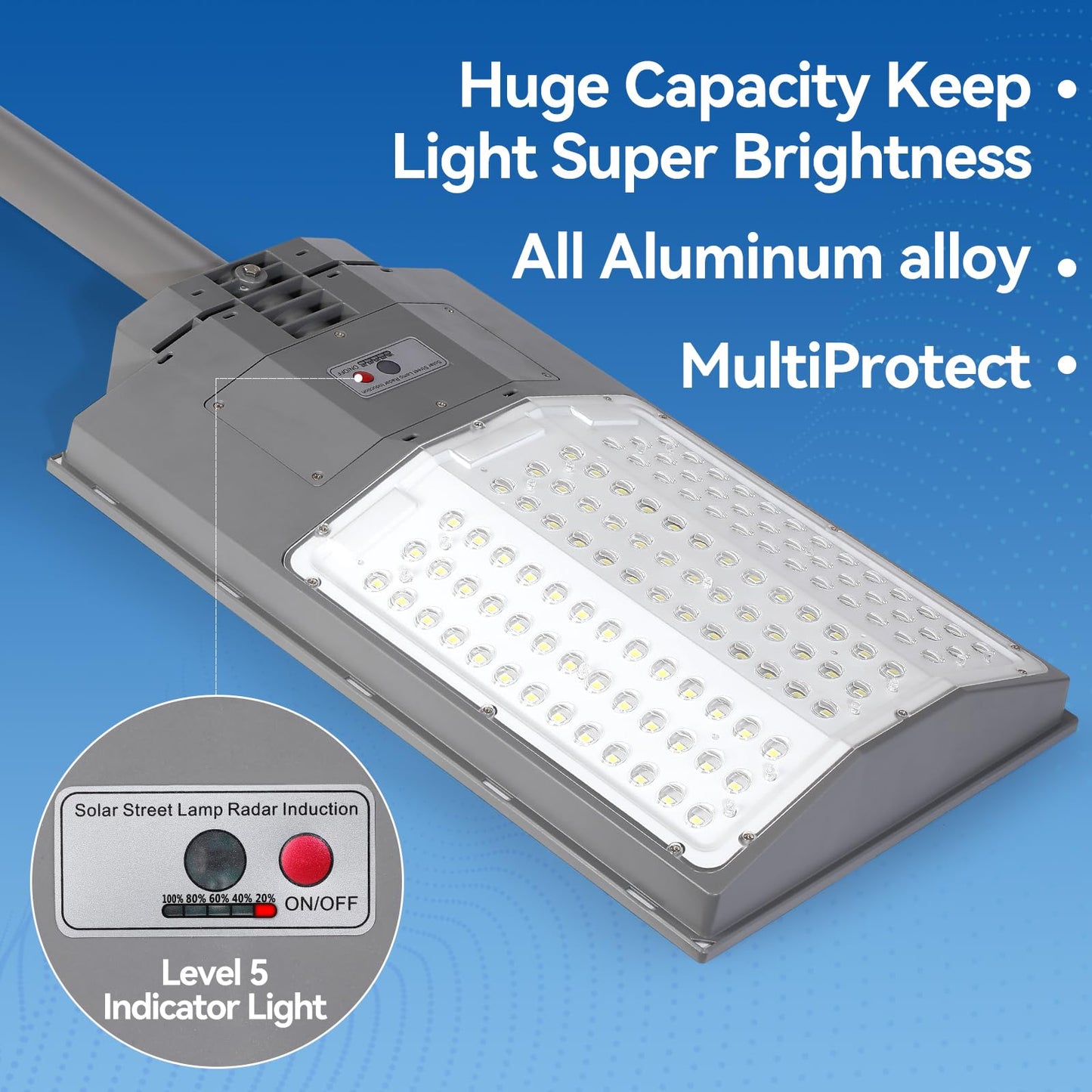 10500W Solar Street Lights Outdoor, 650000LM 7000K Solar Parking Lot Lights Dusk to Dawn 40000mAh IP67 Waterproof Pole Security Flood Lamps with Motion Sensor and Remote for Yard, Garage, Driveway