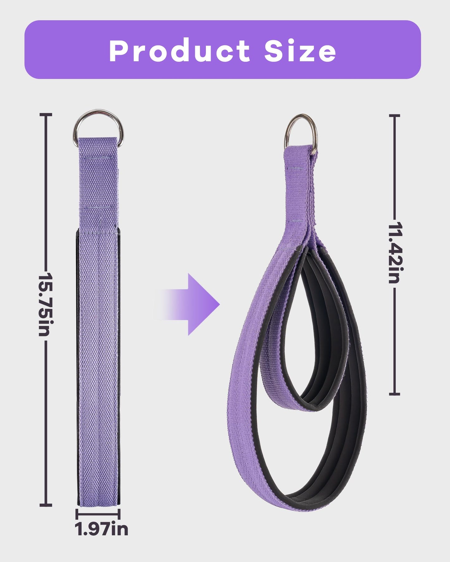 Wonderful Day 2PCS Pilates Straps for Reformer, Comfortable Enhanced Thickness, Fitness Pilates Double Loop Exercise Straps for Home Gym Workout(Purple)