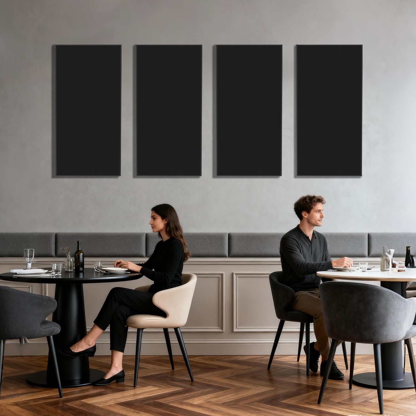 FAHKNS Sound Absorbing Acoustic Wall Panels: 48"x24"x2" Fiberglass Soundproof Wall Panels,Large Fabric Wrapped Noise Reducing Sound Insulation Panels(Black,2 Pack)