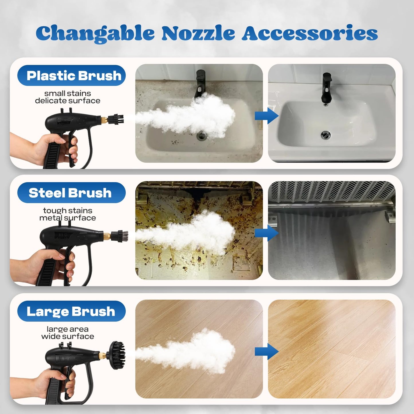 Moongiantgo High Pressure Steam Cleaner 1500W Handheld Steamer for Cleaning, Portable Tankless Pressurized Cleaning Machine for Car Detailing Grout Tile, Commercial Home Kitchen Bathroom (Black)