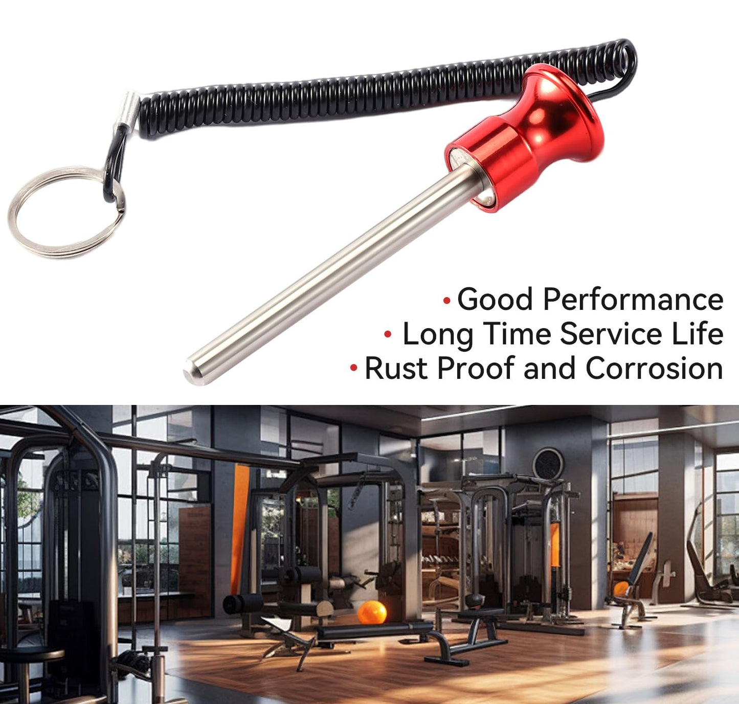 Gym Pin, Weight Stack Pin, Magnetic Weights Pin, Universal Magnetic Weight Pin with Pull Rope, Gym Pins for Weight Stack, Home Gym Parts, Exercise Machine Parts & Accessorie (Red *2)