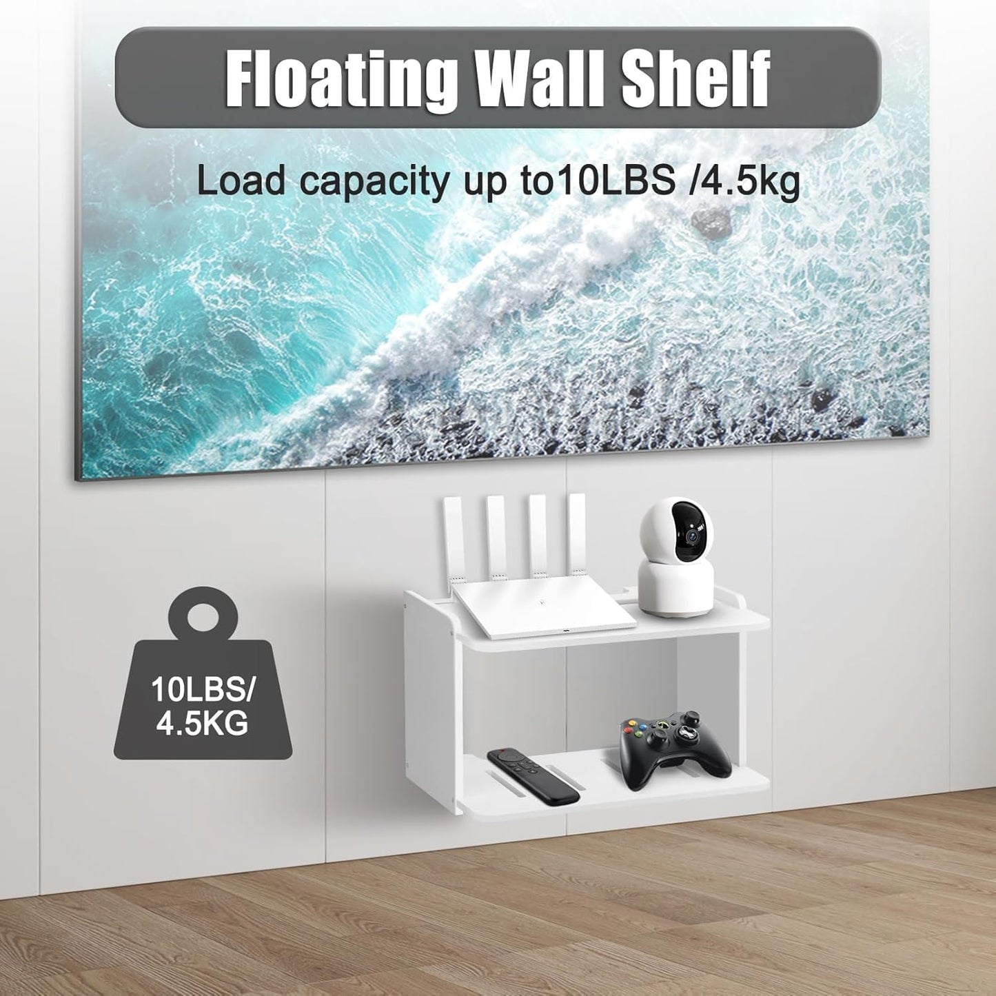 Yemotopro 2 Projector Shelf for Wall Thickened Big Space Heat Dissipation Layers Shelf for Projector, WiFi Router
