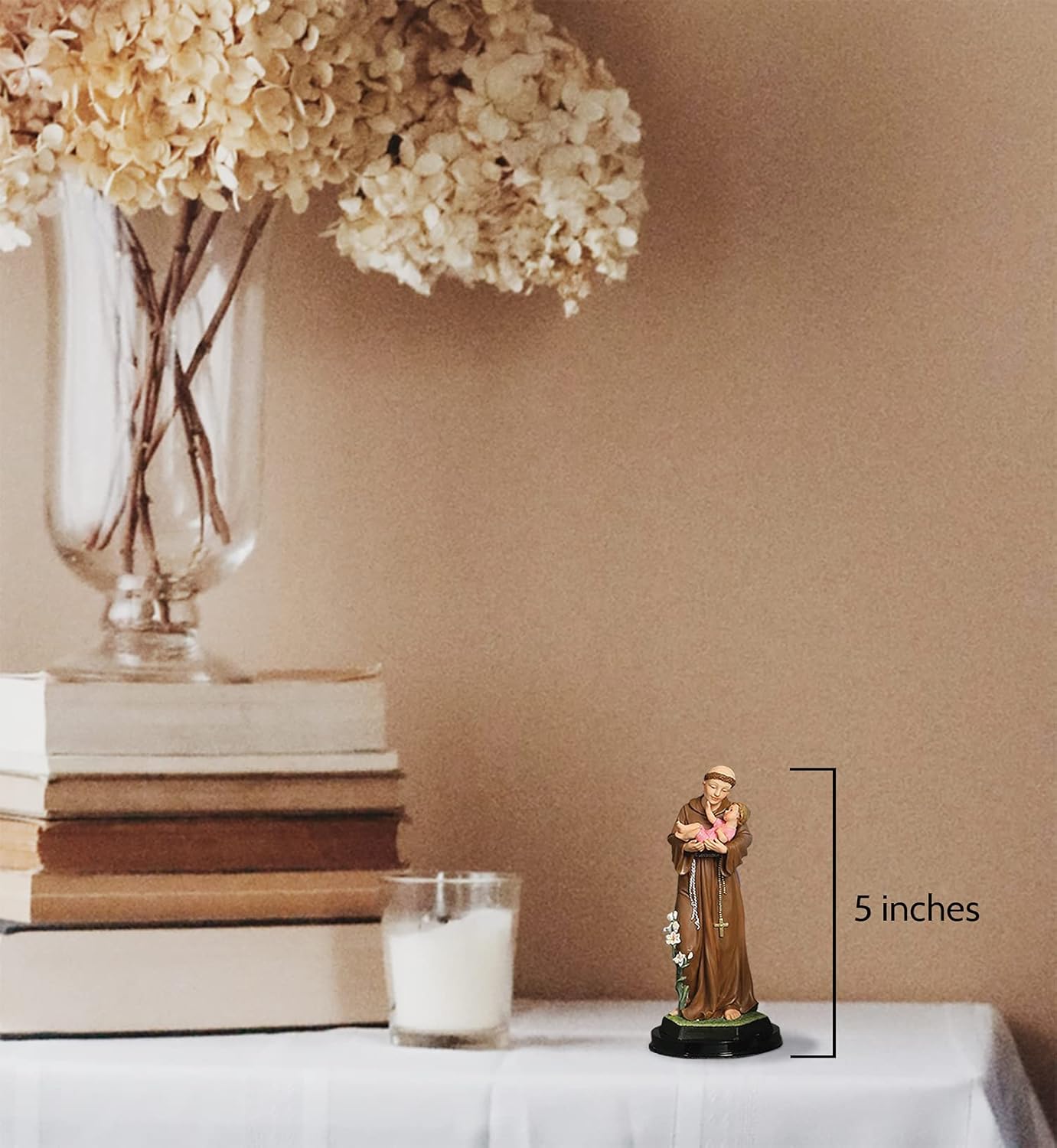 St. Anthony of Padua Statue | 5-Inch Figurine with Laminated Prayer Card & Pocket Token Set